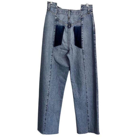 NWT AGOLDE PIECED ANGLED JEANS IN MATRIX PATWORK DENIM - 27 - Picture 3 of 15